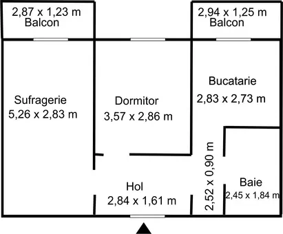 Vand apartament cu 2 camere decomandat, etaj 1